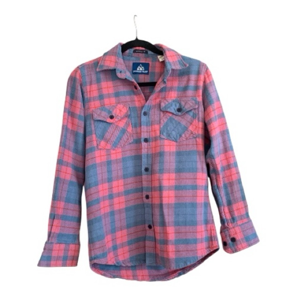 Men's Northern Valley Classic Fit Blue Pink Plaid Button Down Shirt Size Small